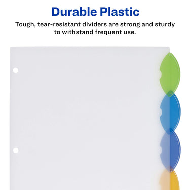 Avery Insertable Style Edge Plastic Dividers for 3 Ring Binders, 5-Tab Set, Multicolor, 1 Set (11200)